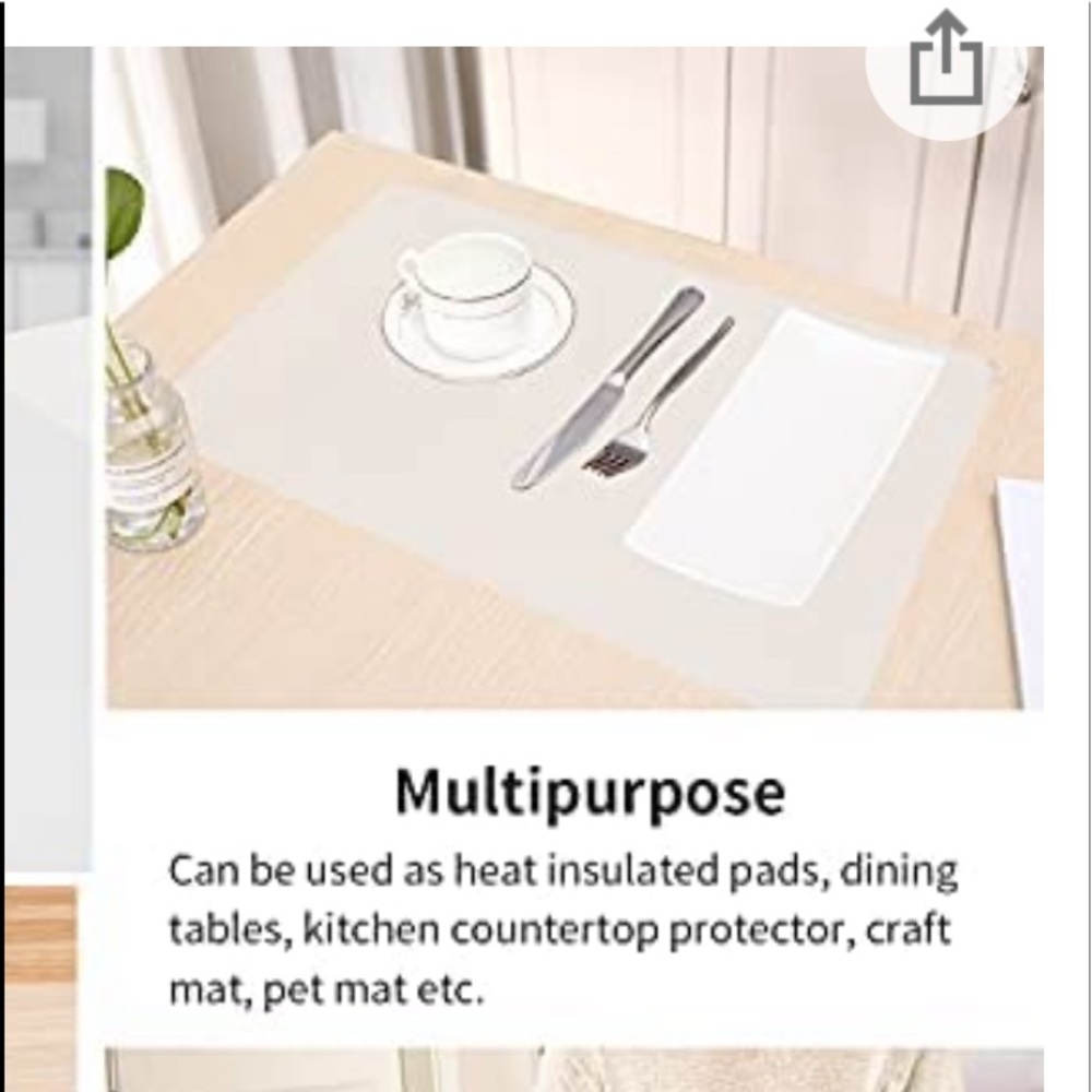 Extra large silicone table mat in translucent